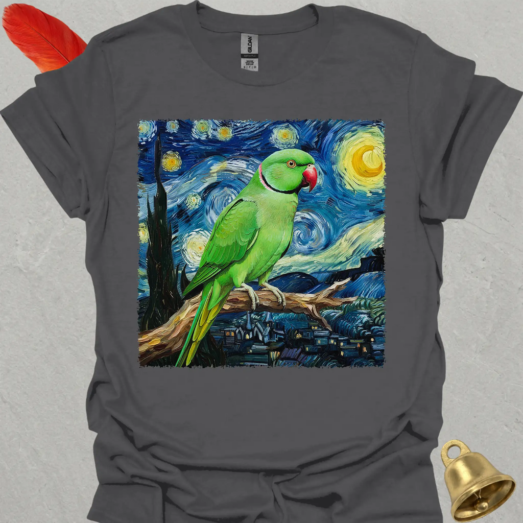 Green Indian Ringneck Starry Night T-Shirt