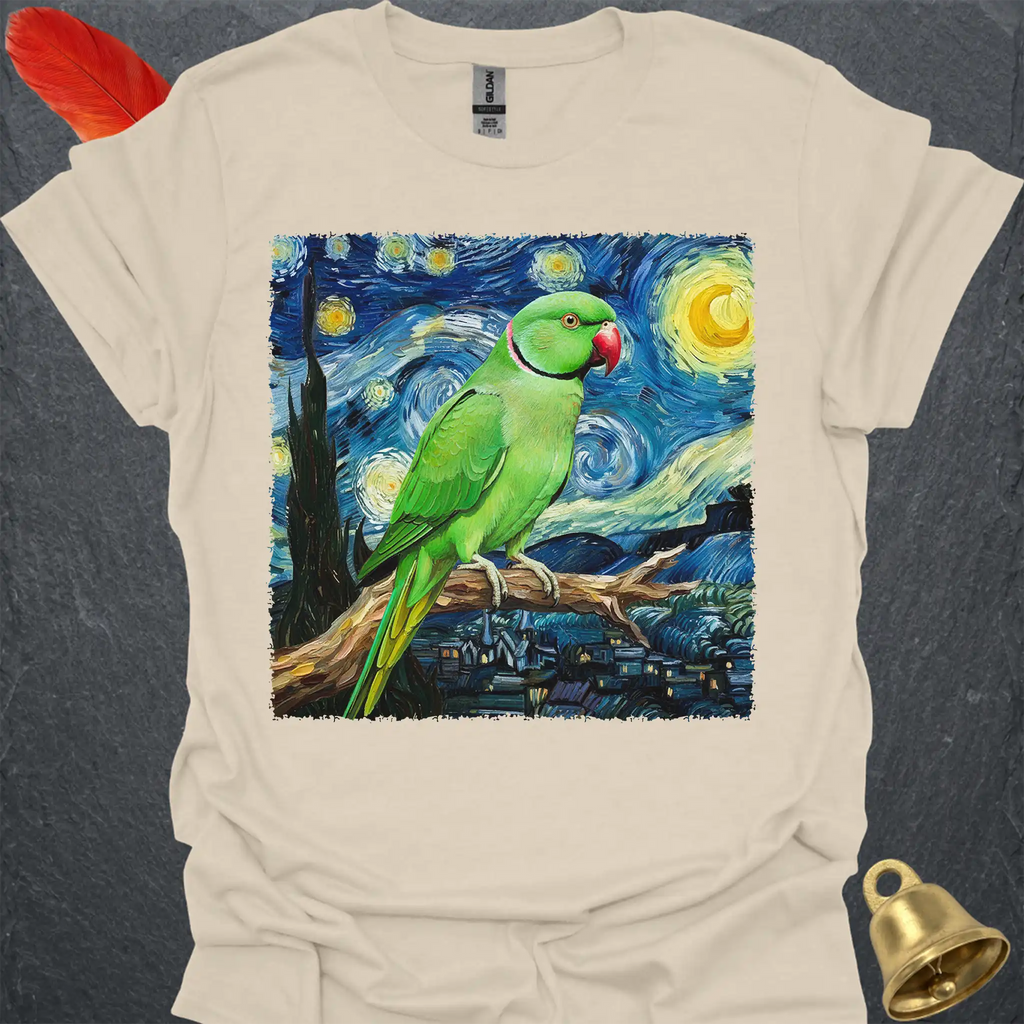 Green Indian Ringneck Starry Night T-Shirt