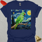 Green Indian Ringneck Starry Night T-Shirt