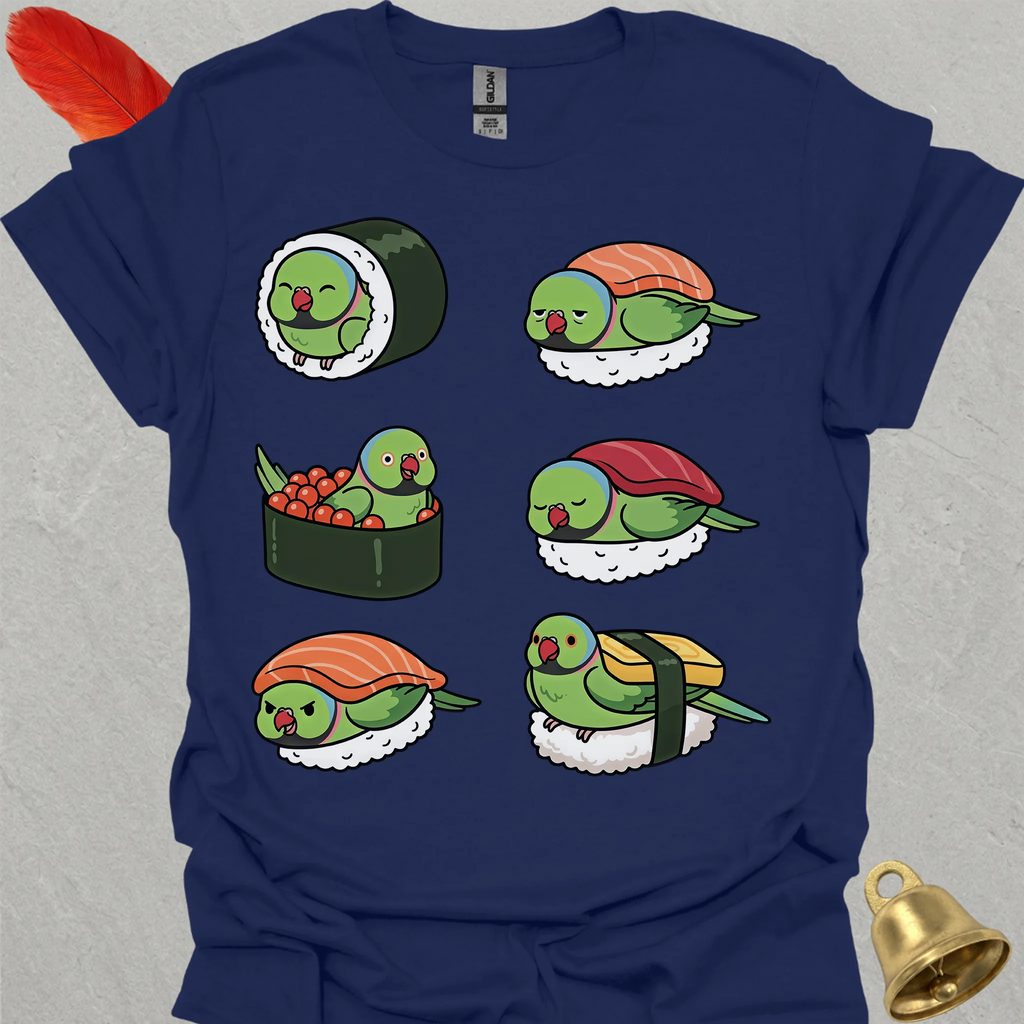 Green Indian Ringneck Sushi T-Shirt