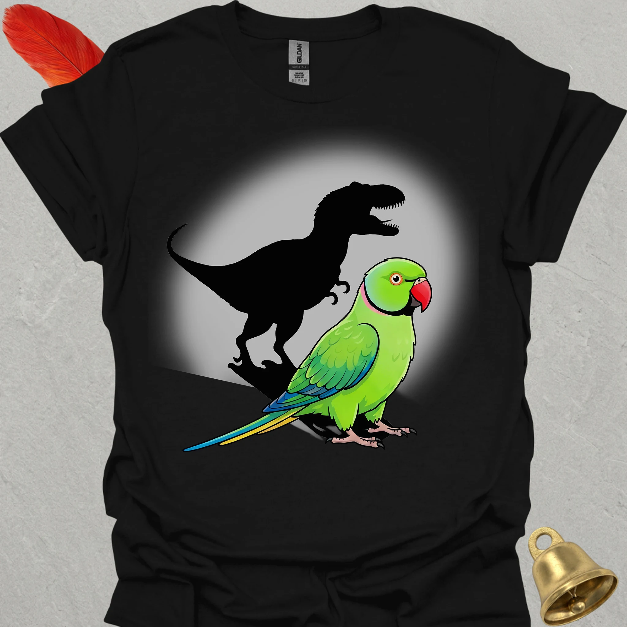 Green Indian Ringneck T-Rex T-Shirt