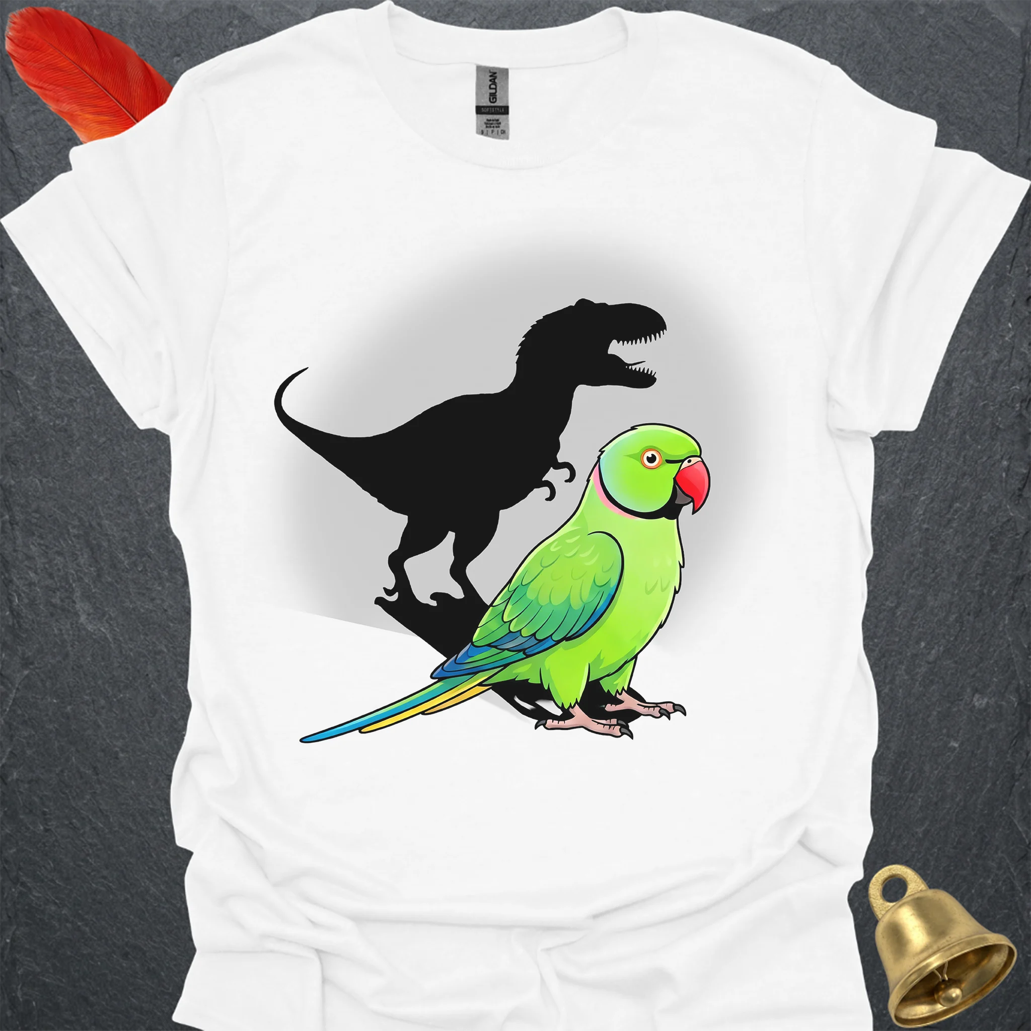 Green Indian Ringneck T-Rex T-Shirt
