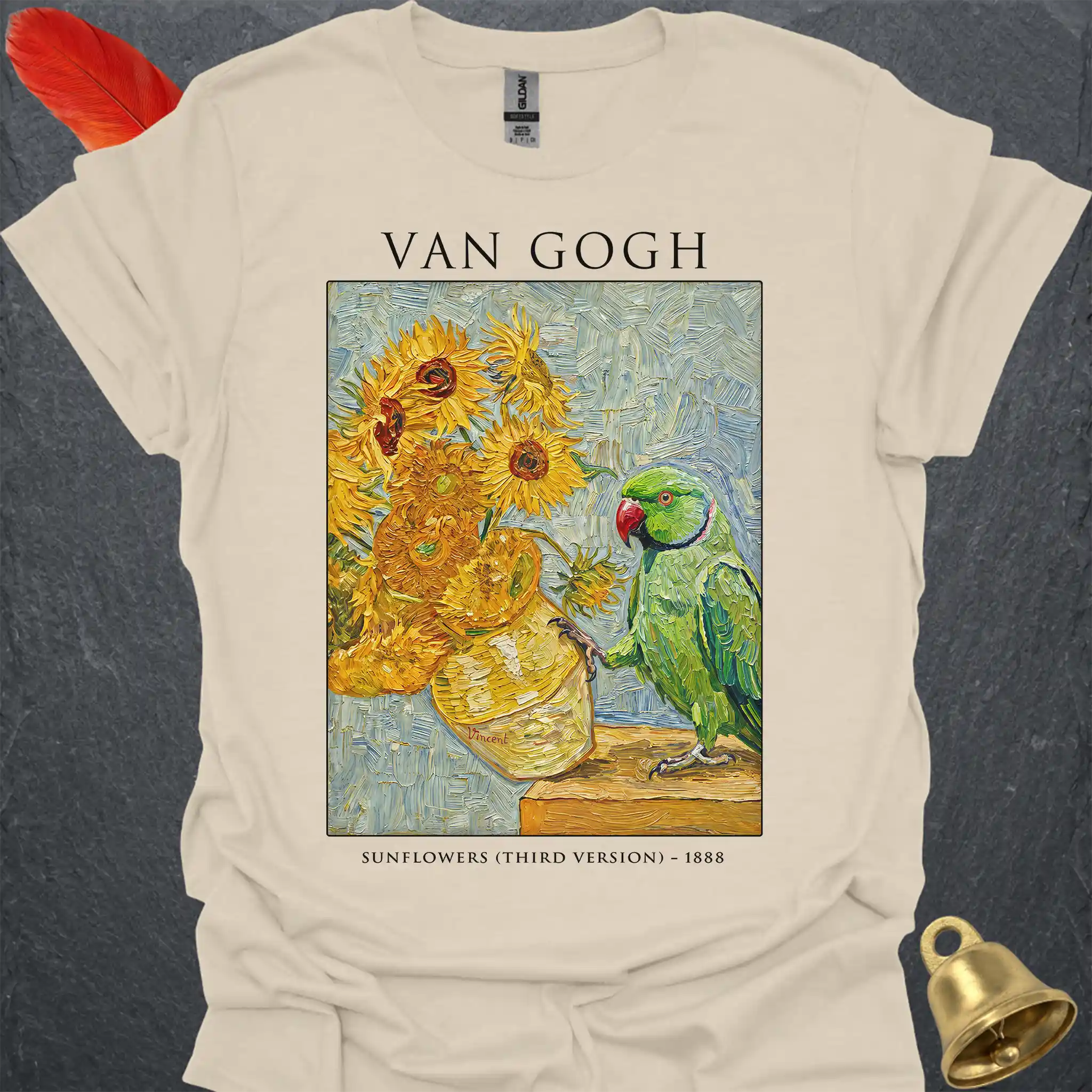 Green Indian Ringneck Van Gogh T-Shirt