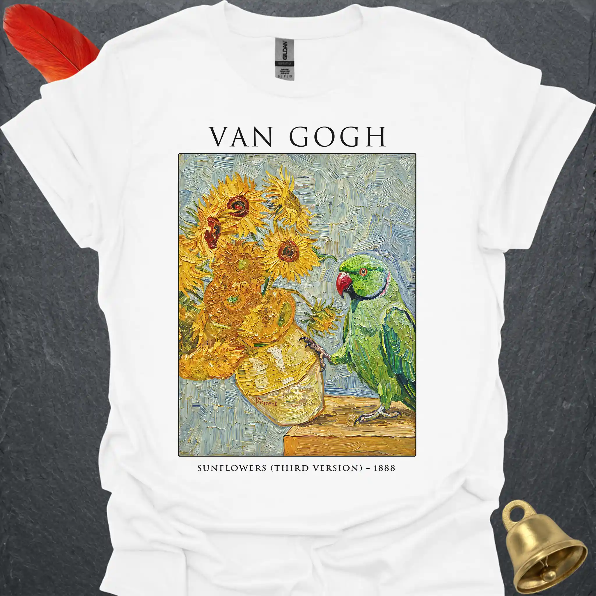 Green Indian Ringneck Van Gogh T-Shirt