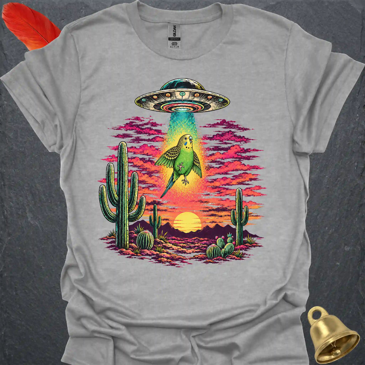 Green Parakeet Abduction T-Shirt