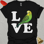 Green Parakeet Bird Love T-Shirt