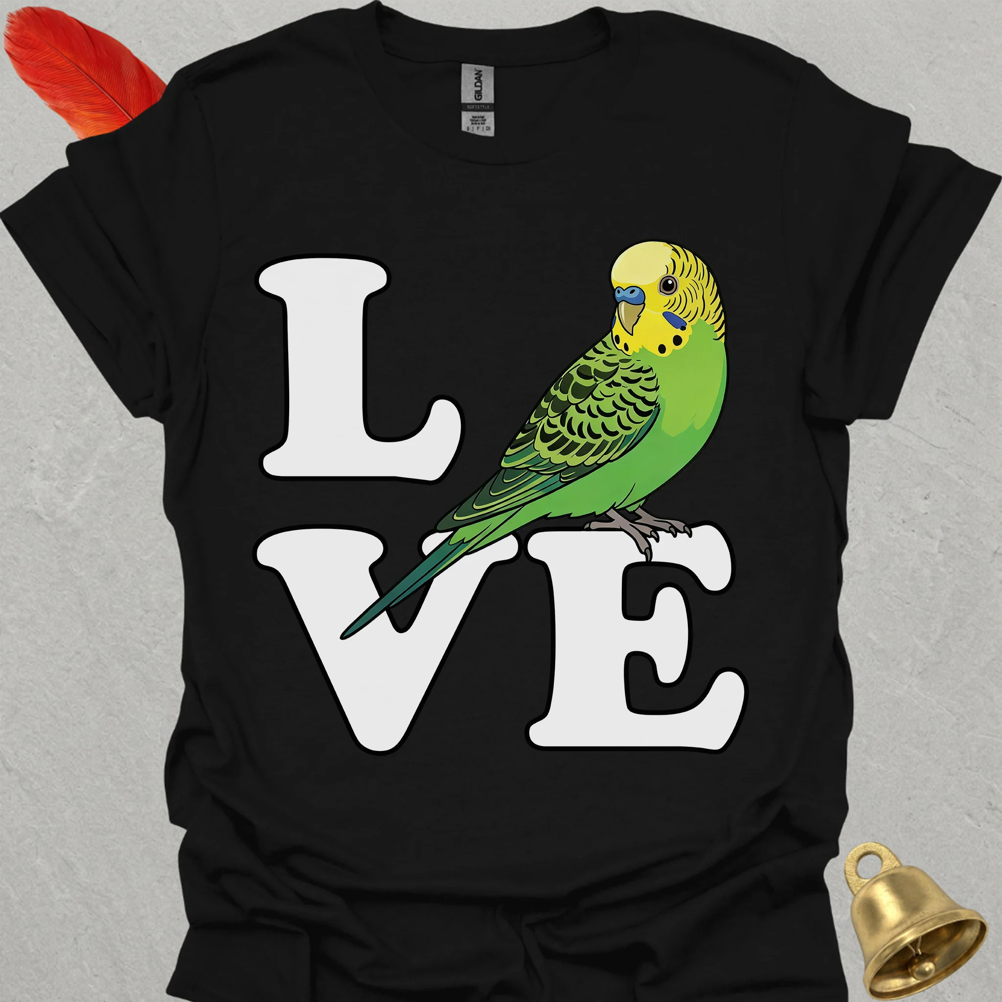 Green Parakeet Bird Love T-Shirt