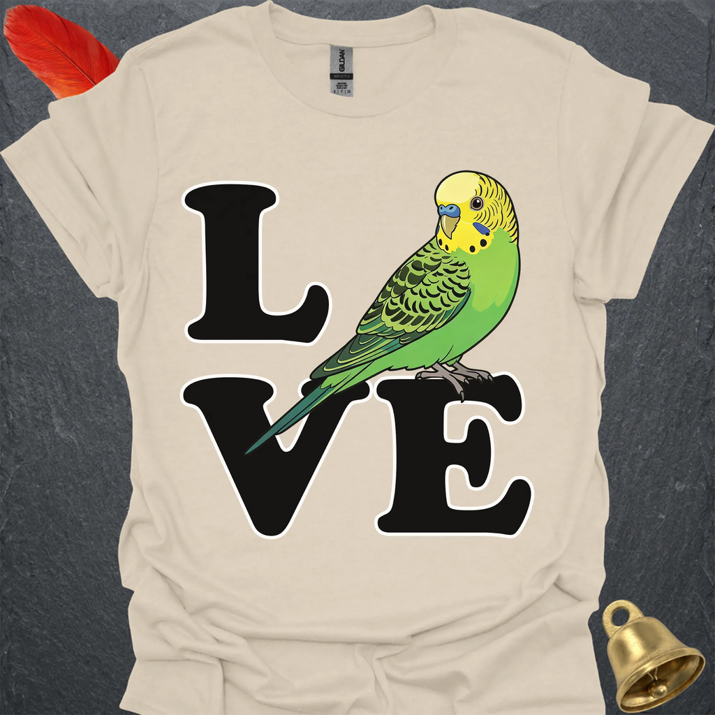 Green Parakeet Bird Love T-Shirt