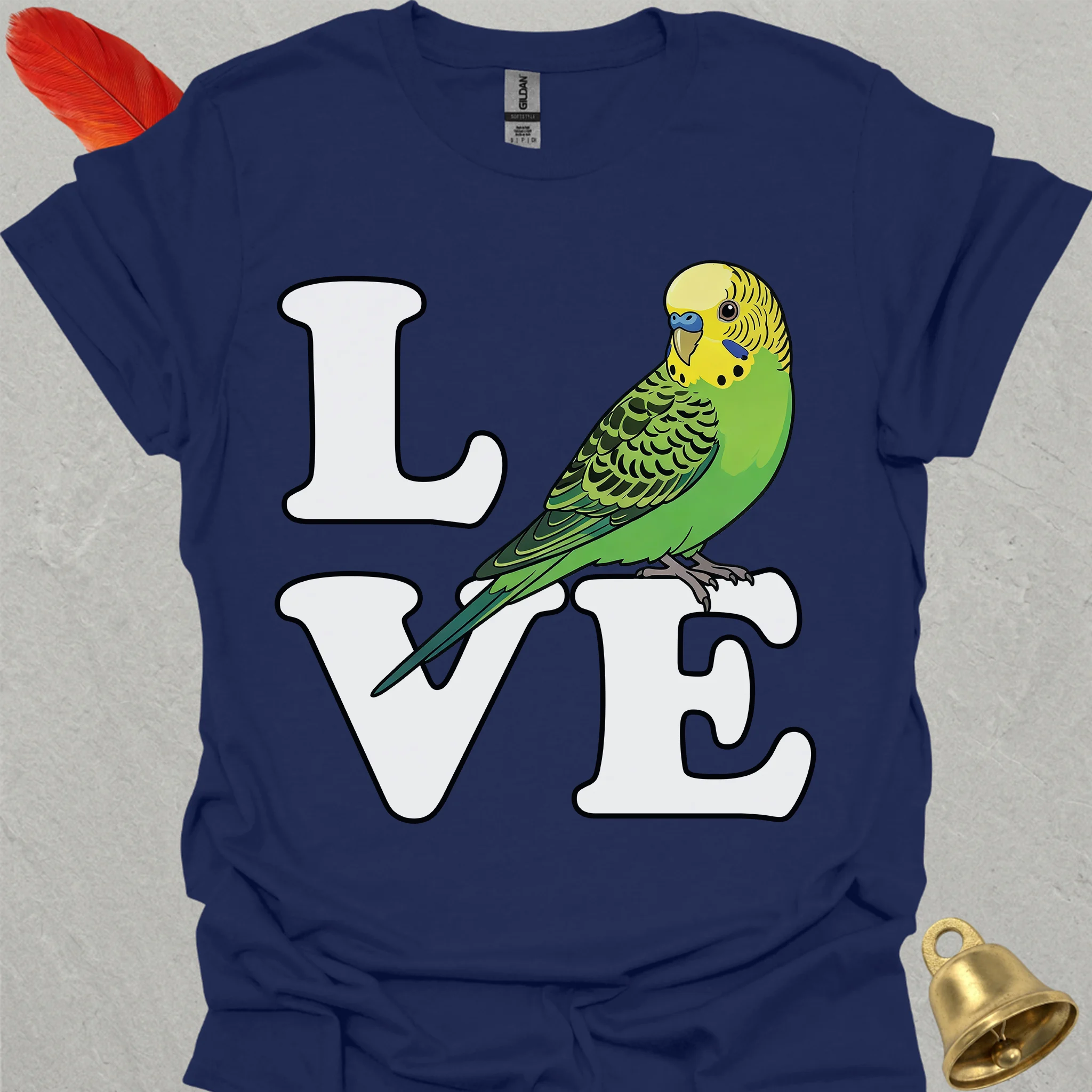 Green Parakeet Bird Love T-Shirt