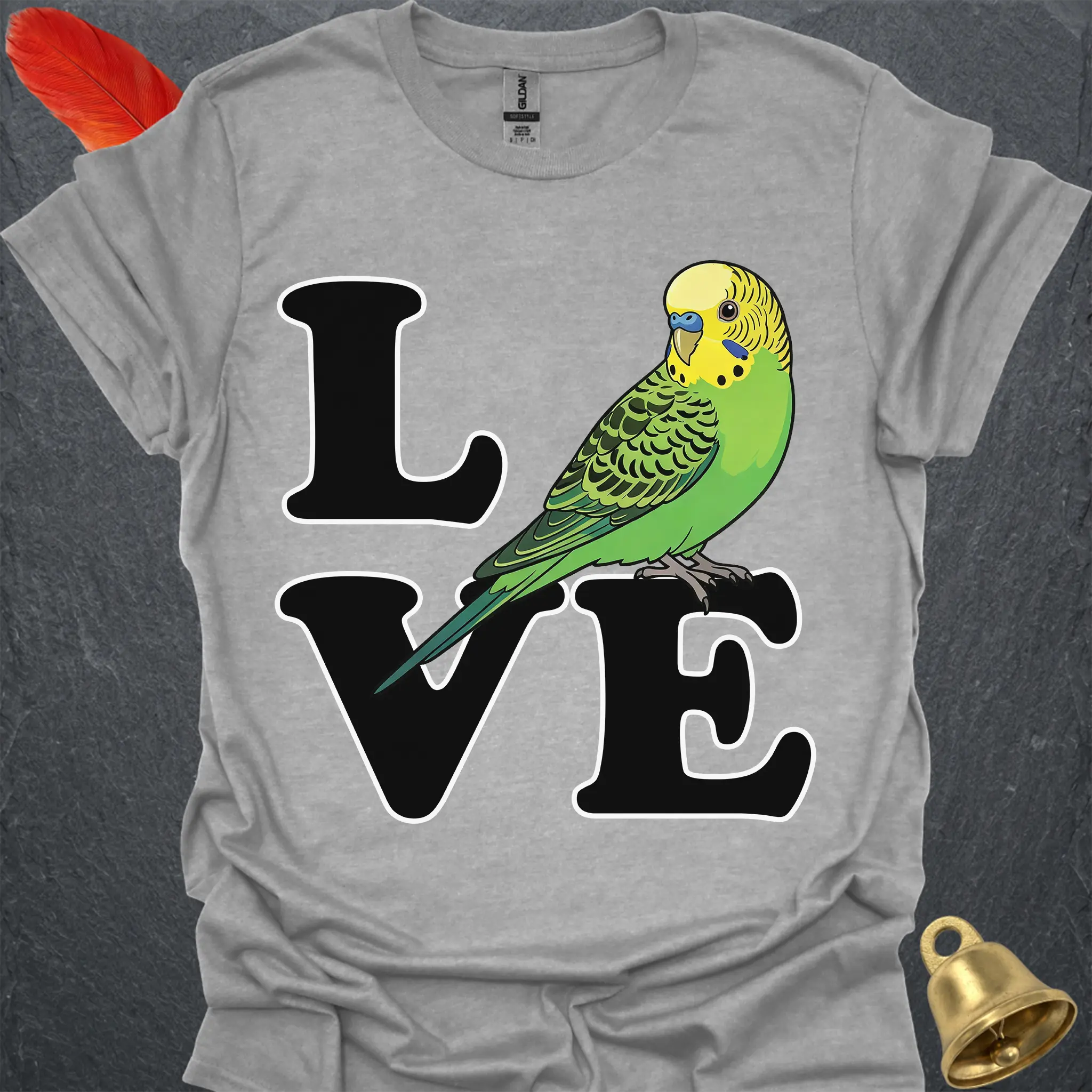 Green Parakeet Bird Love T-Shirt