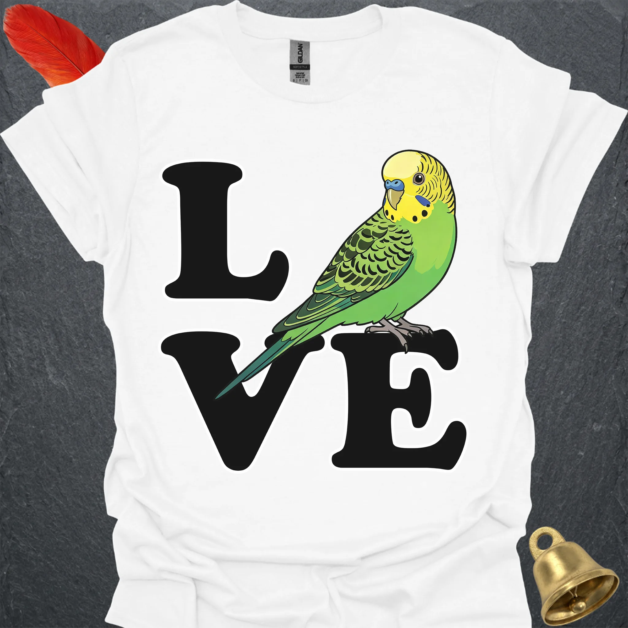 Green Parakeet Bird Love T-Shirt