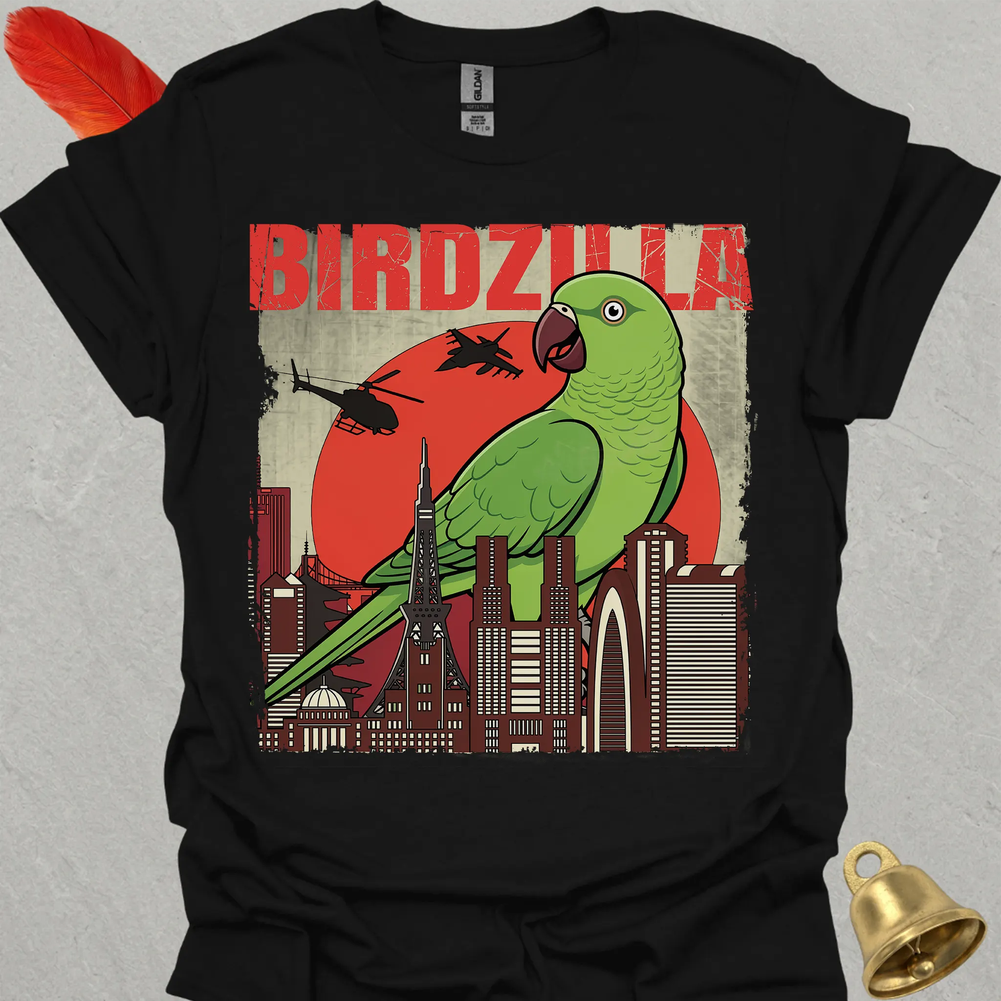 Green Parakeet Birdzilla T-Shirt