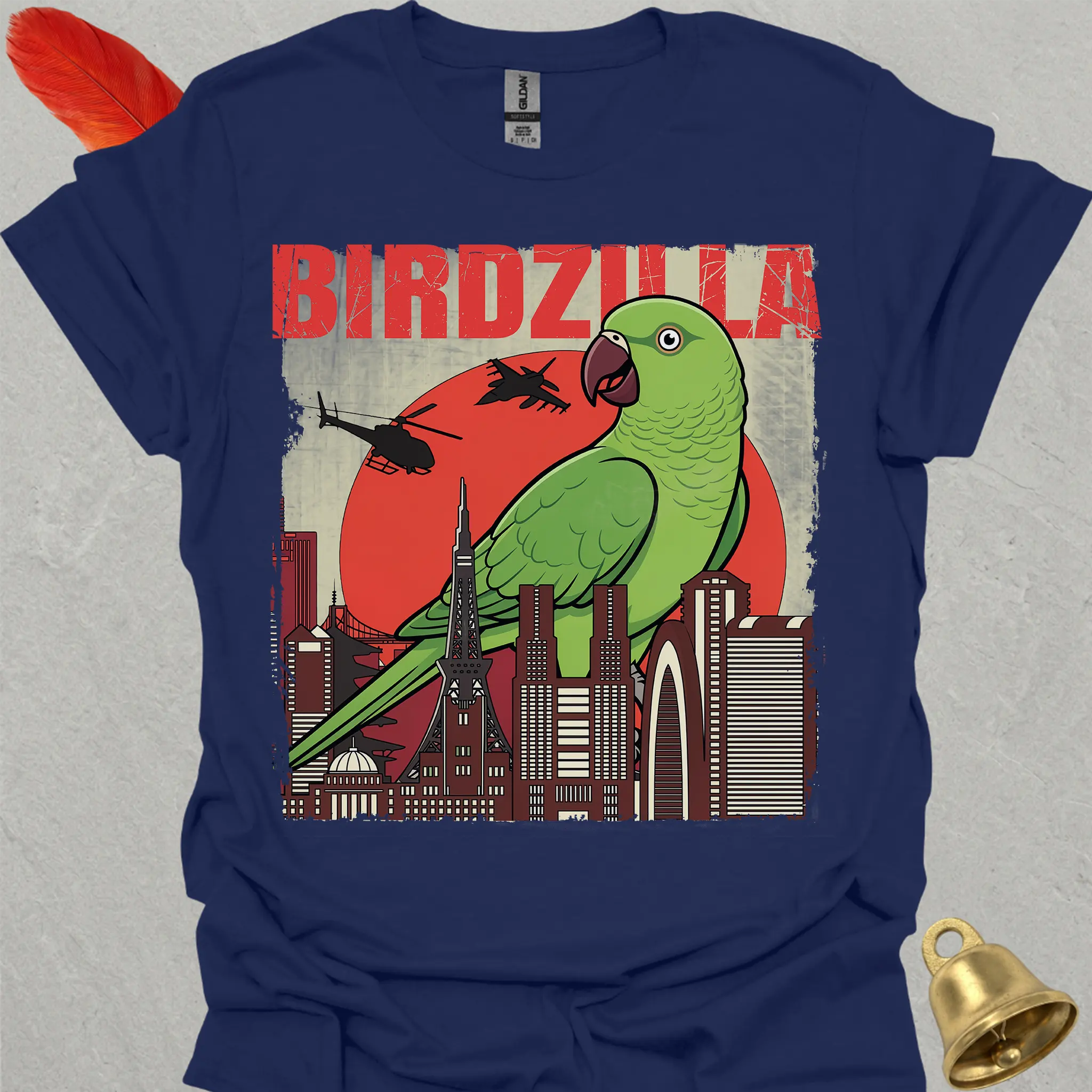 Green Parakeet Birdzilla T-Shirt