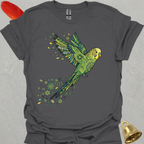 Green Parakeet Flying Flower T-Shirt