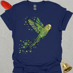 Green Parakeet Flying Flower T-Shirt