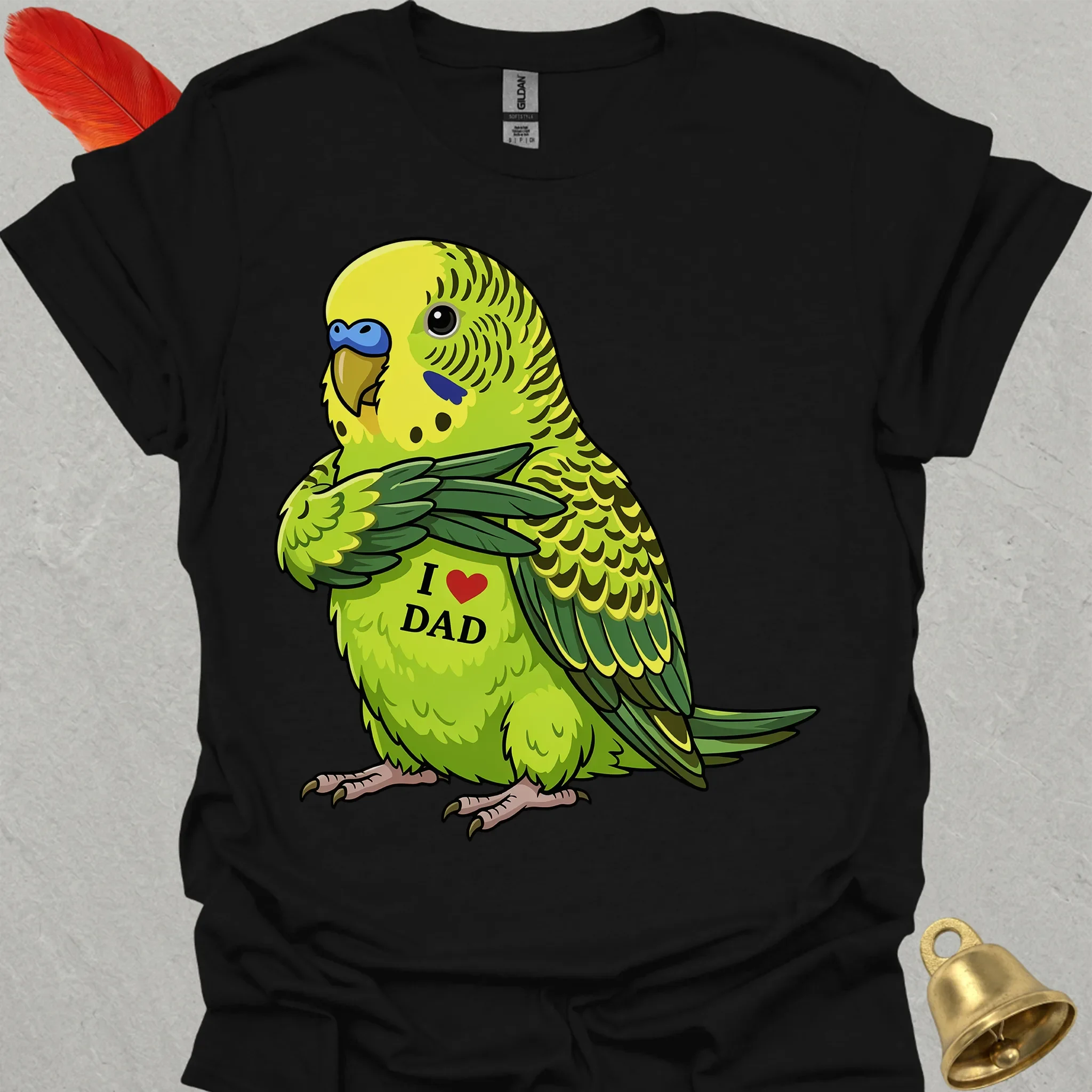 Green Parakeet I Love Dad T-Shirt