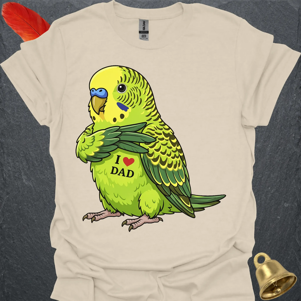 Green Parakeet I Love Dad T-Shirt