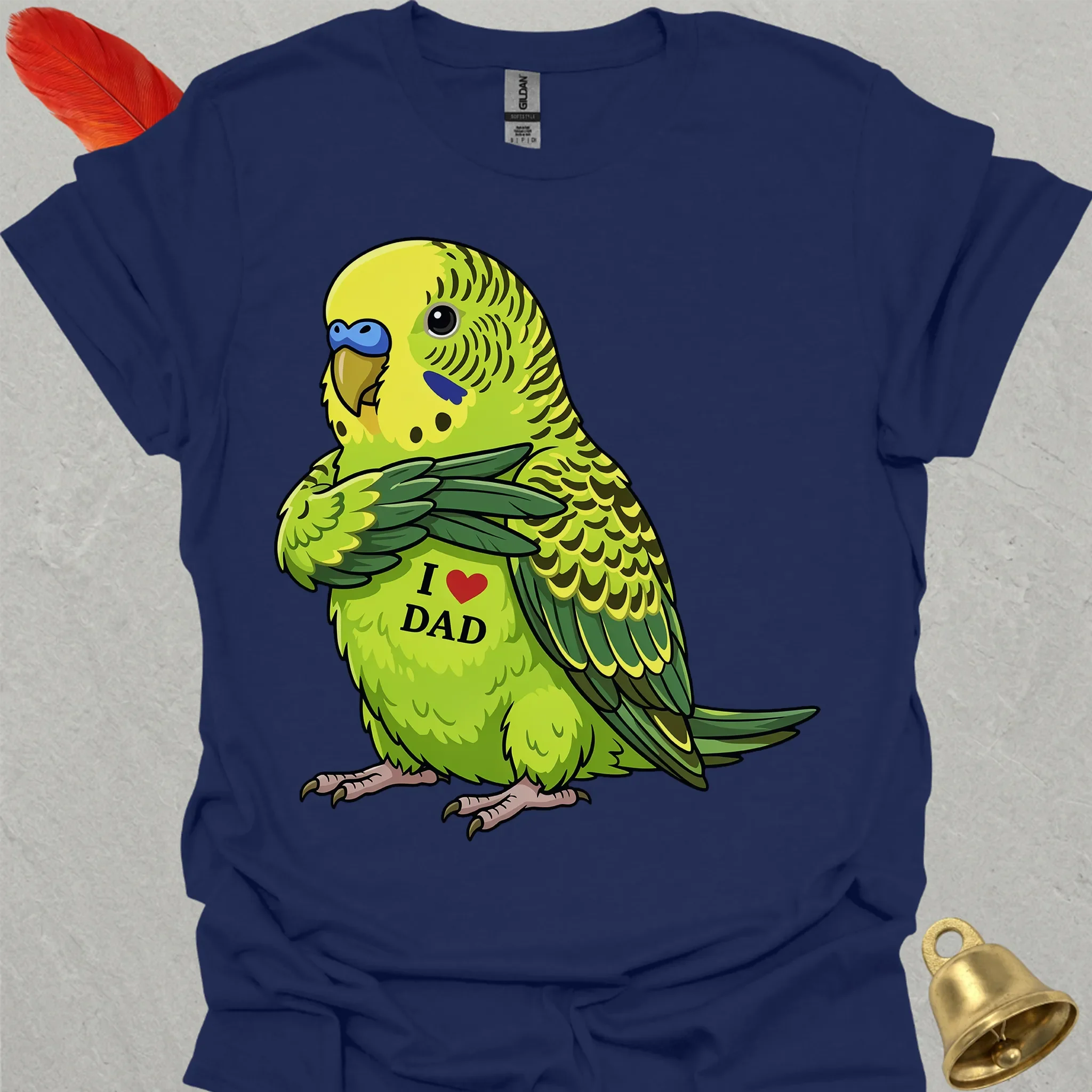 Green Parakeet I Love Dad T-Shirt