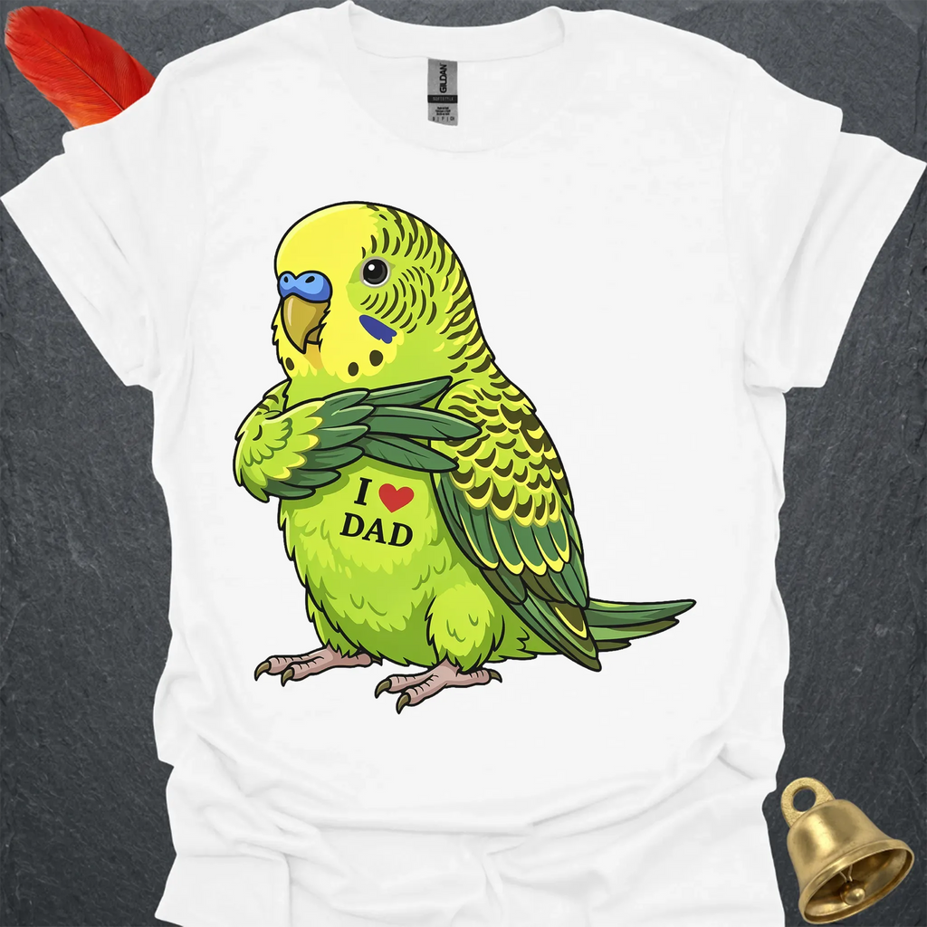Green Parakeet I Love Dad T-Shirt