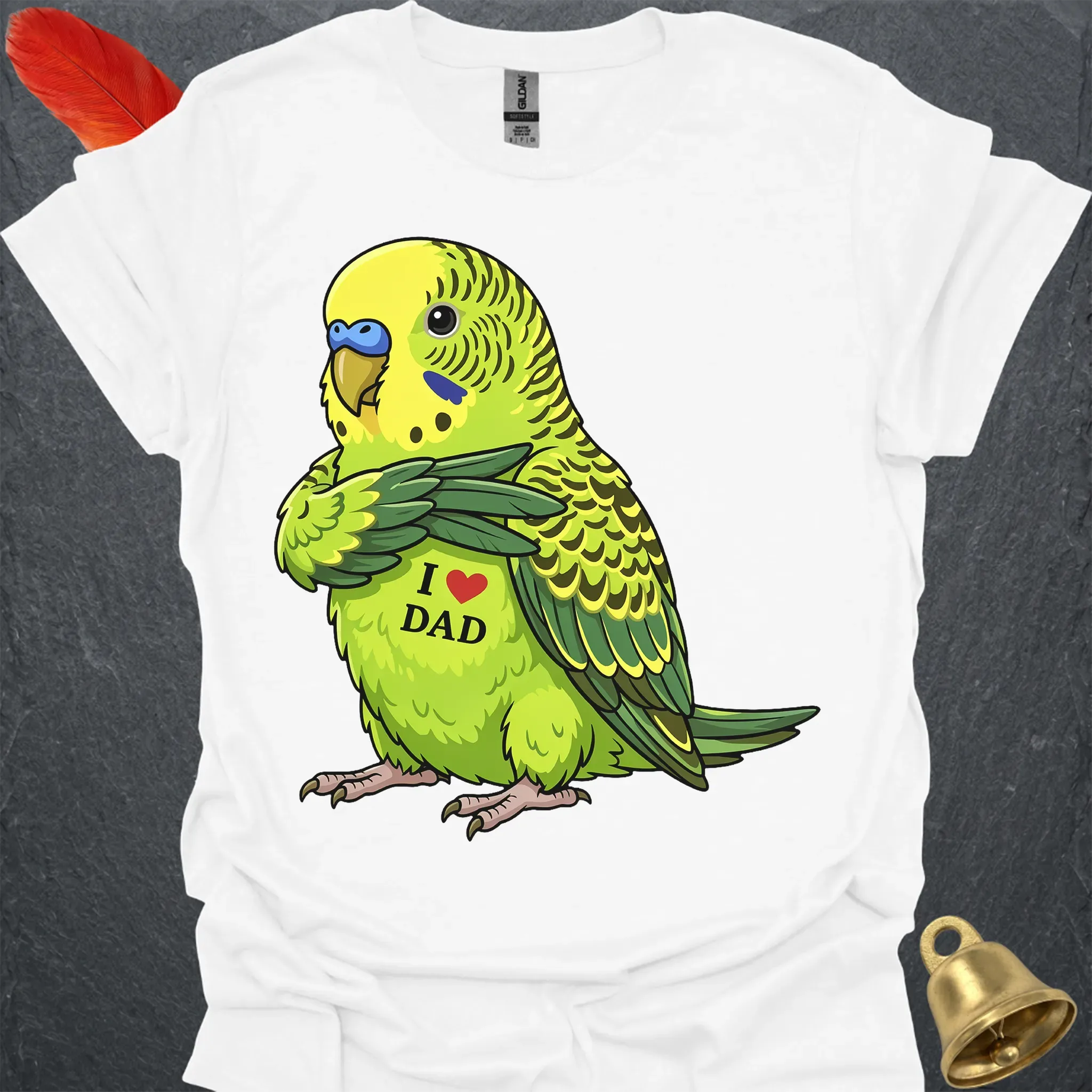Green Parakeet I Love Dad T-Shirt