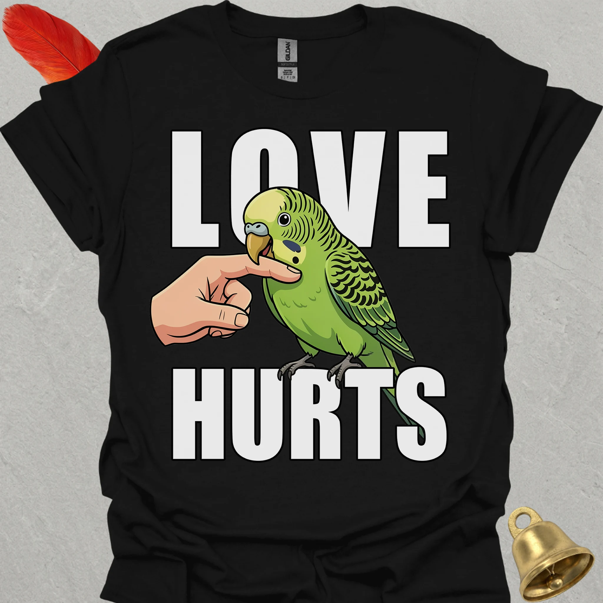 Green Parakeet Love Hurts T-Shirt