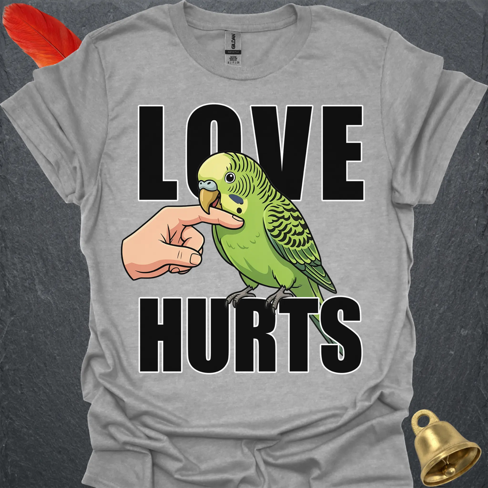 Green Parakeet Love Hurts T-Shirt