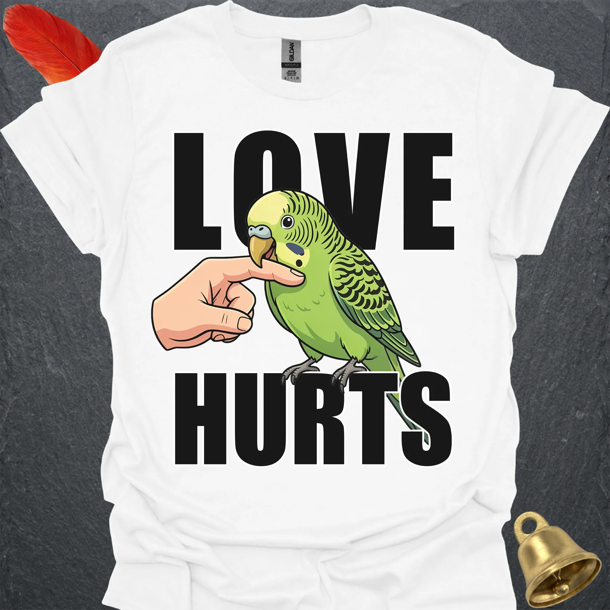 Green Parakeet Love Hurts T-Shirt