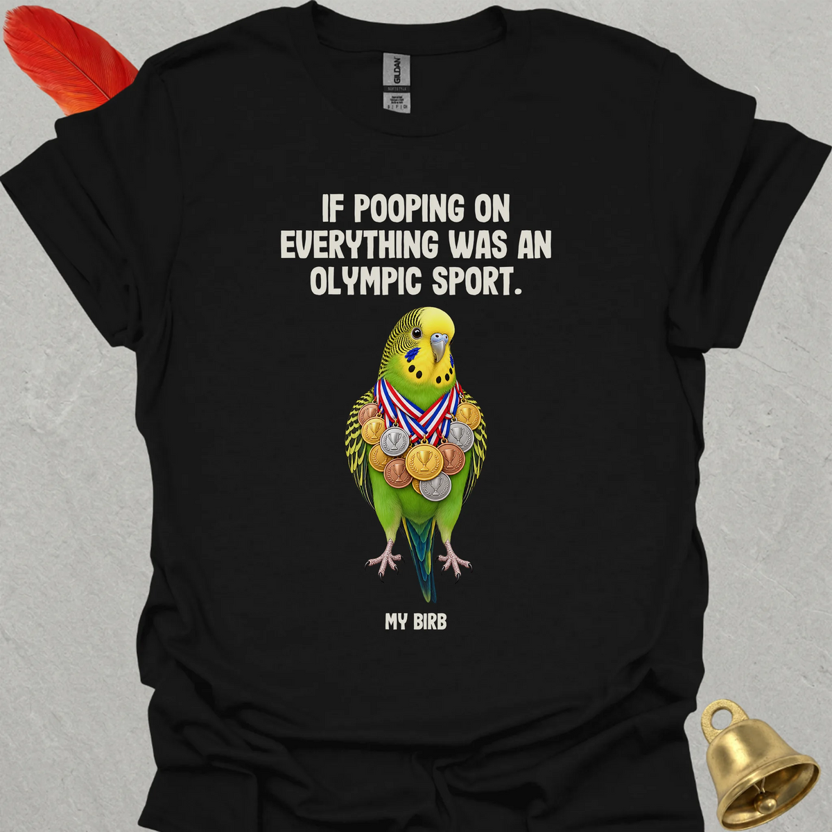 Green Parakeet Olympic Pooper T-Shirt