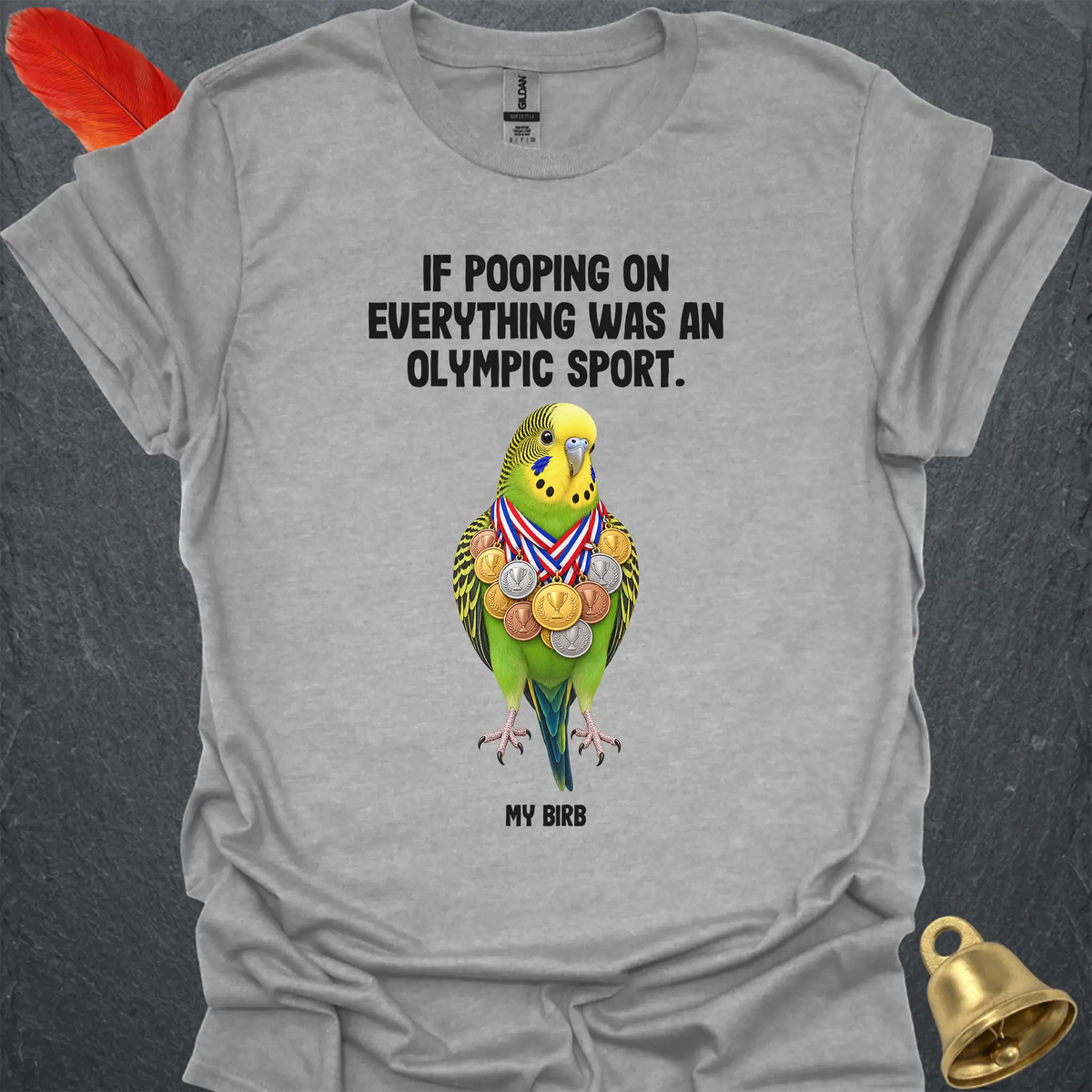 Green Parakeet Olympic Pooper T-Shirt