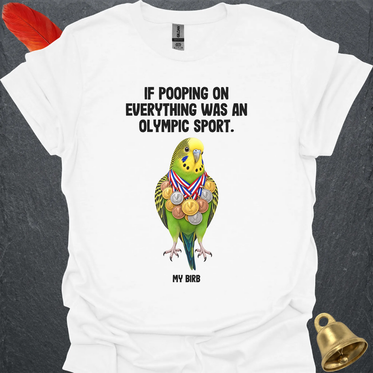 Green Parakeet Olympic Pooper T-Shirt