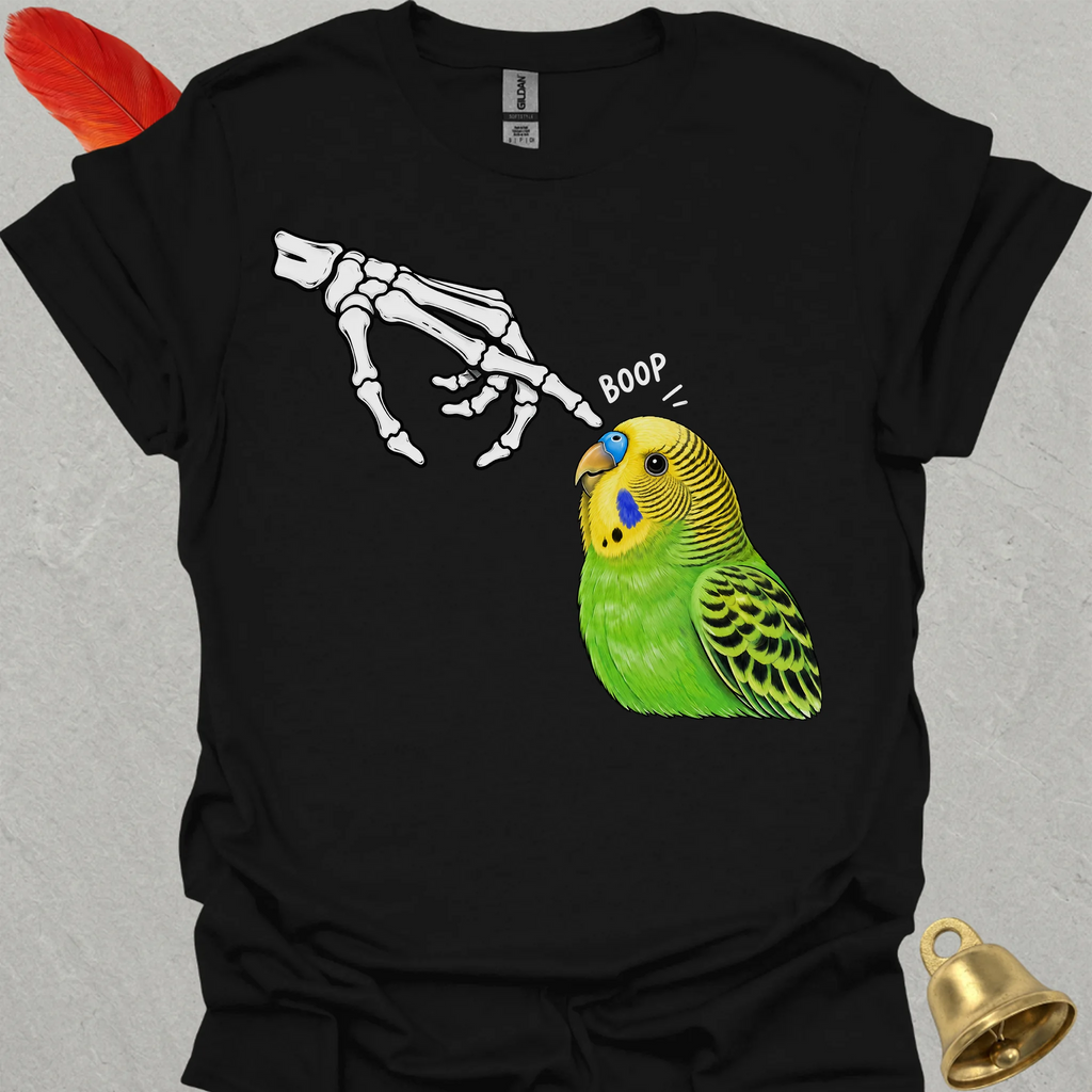 Green Parakeet Skeleton Boop T-Shirt