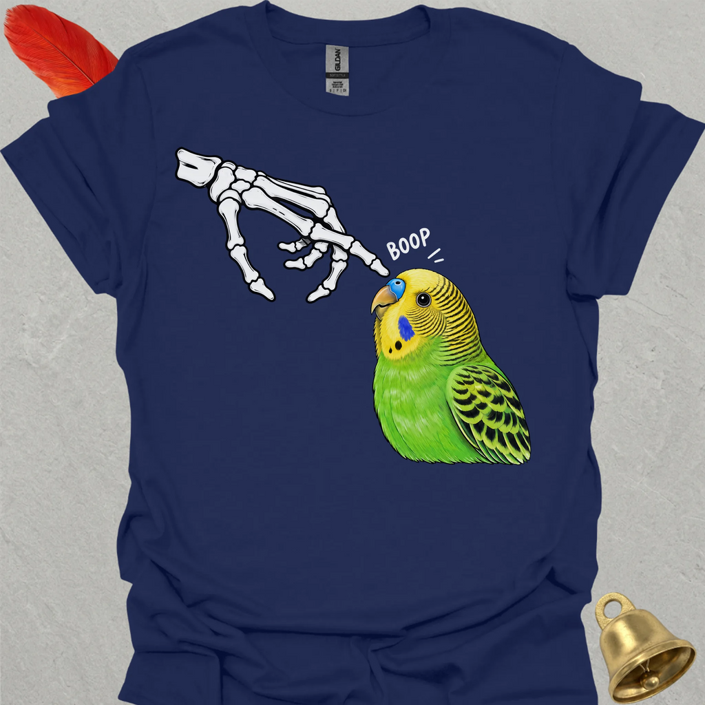 Green Parakeet Skeleton Boop T-Shirt
