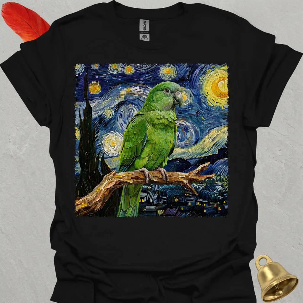 Green Parakeet Starry Night T-Shirt