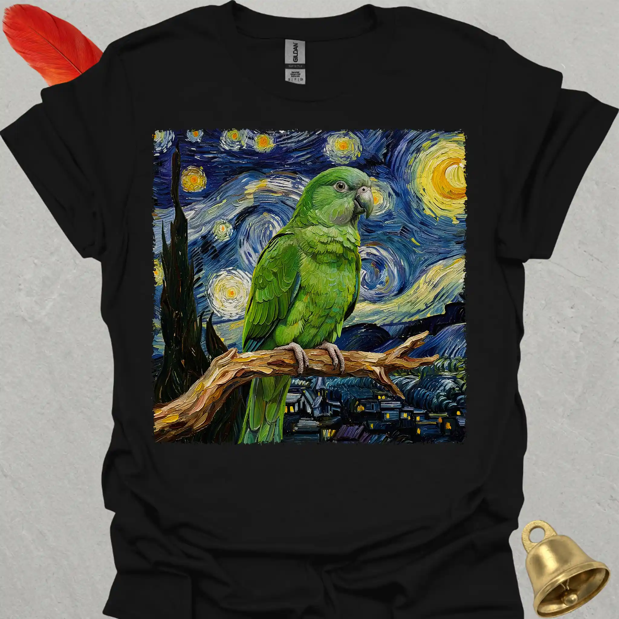 Green Parakeet Starry Night T-Shirt