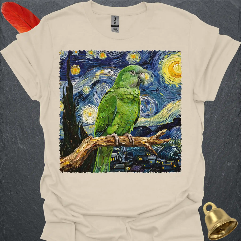 Green Parakeet Starry Night T-Shirt