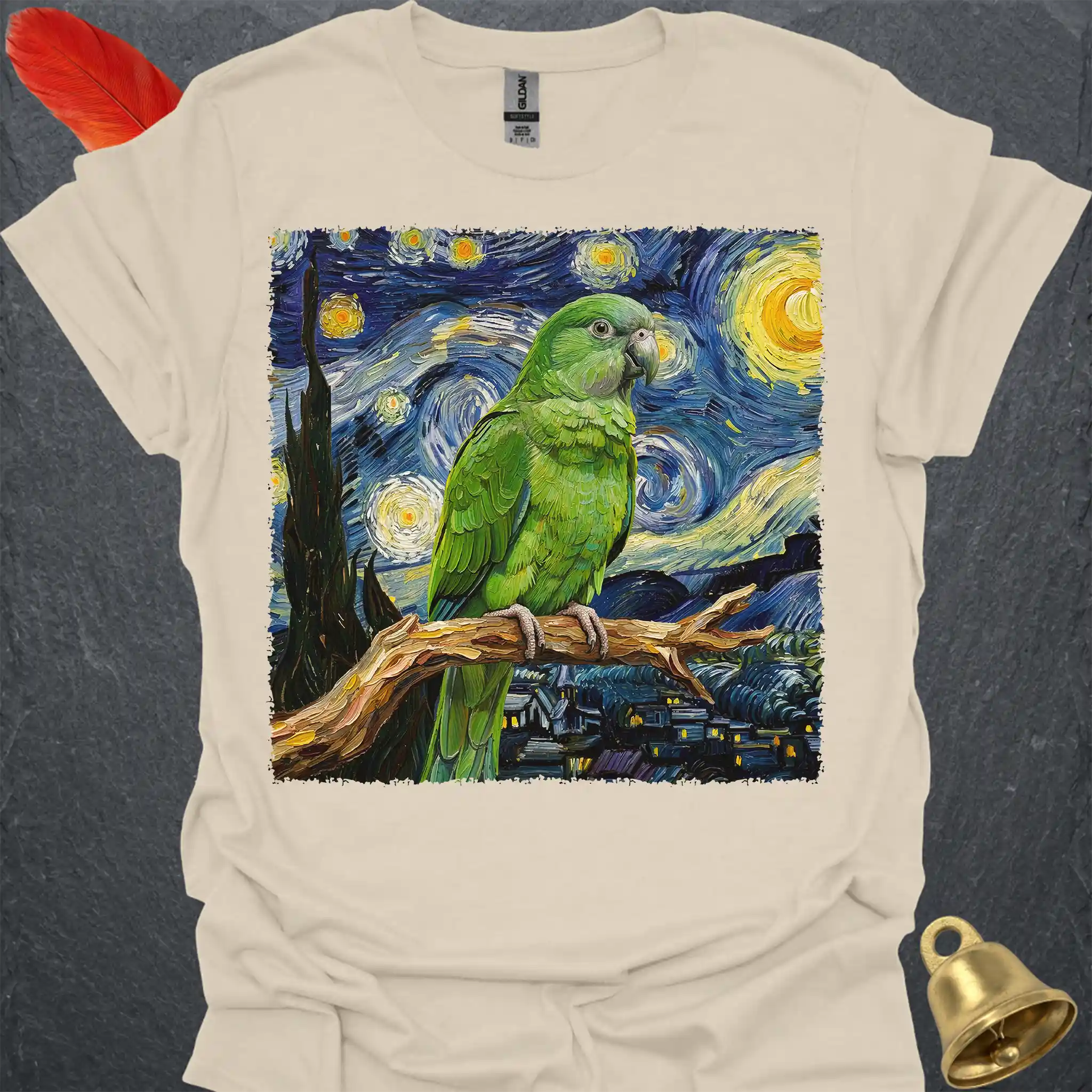 Green Parakeet Starry Night T-Shirt