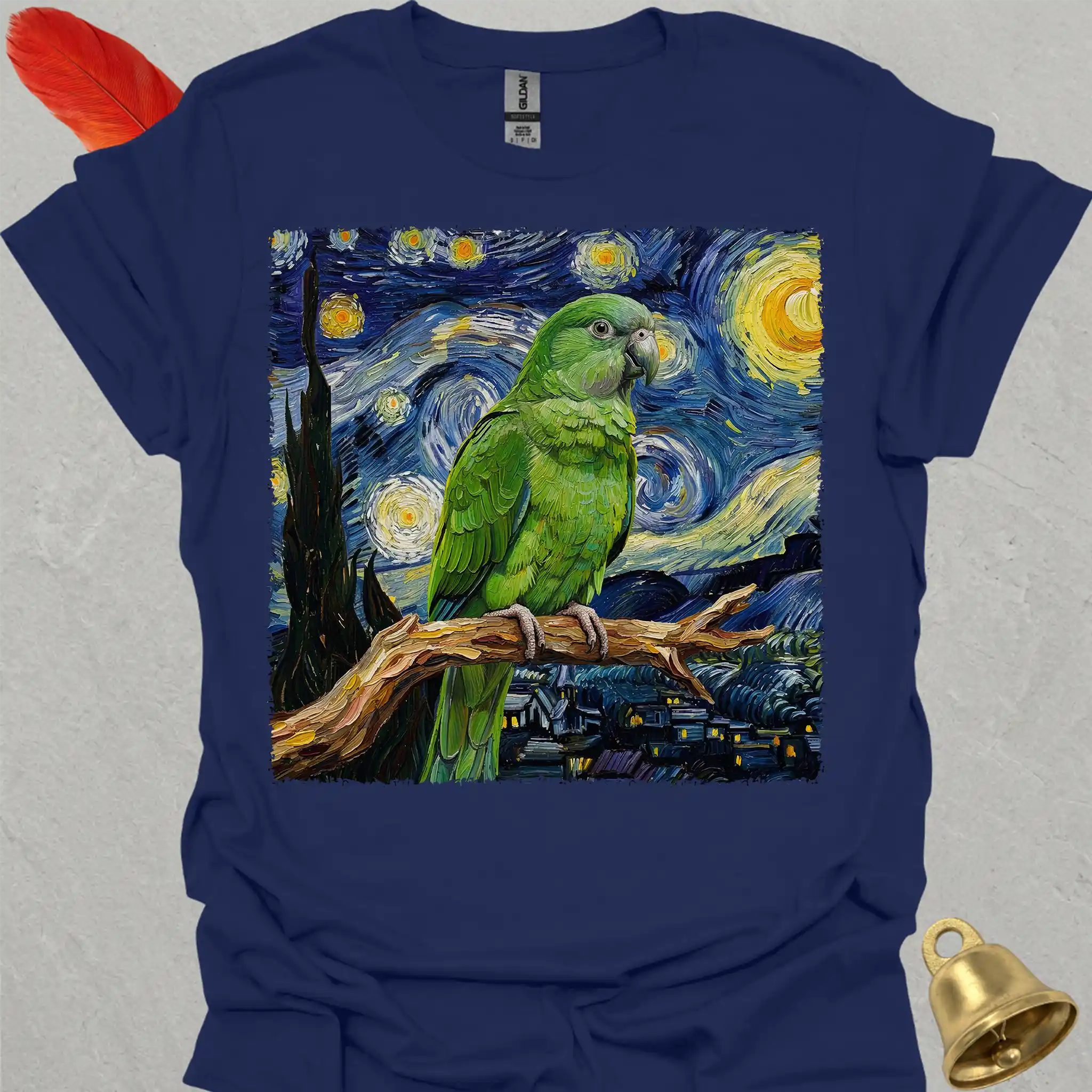 Green Parakeet Starry Night T-Shirt