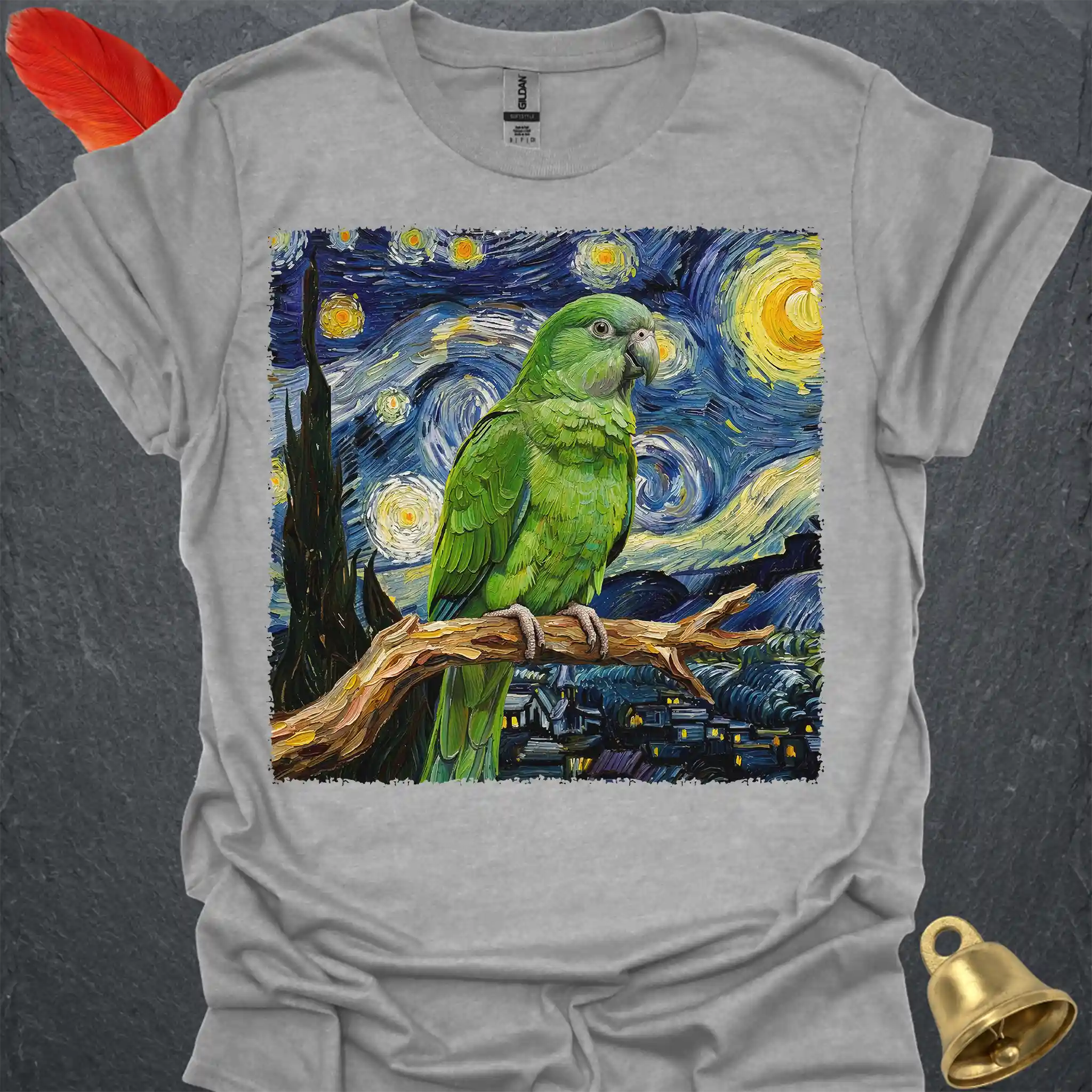 Green Parakeet Starry Night T-Shirt