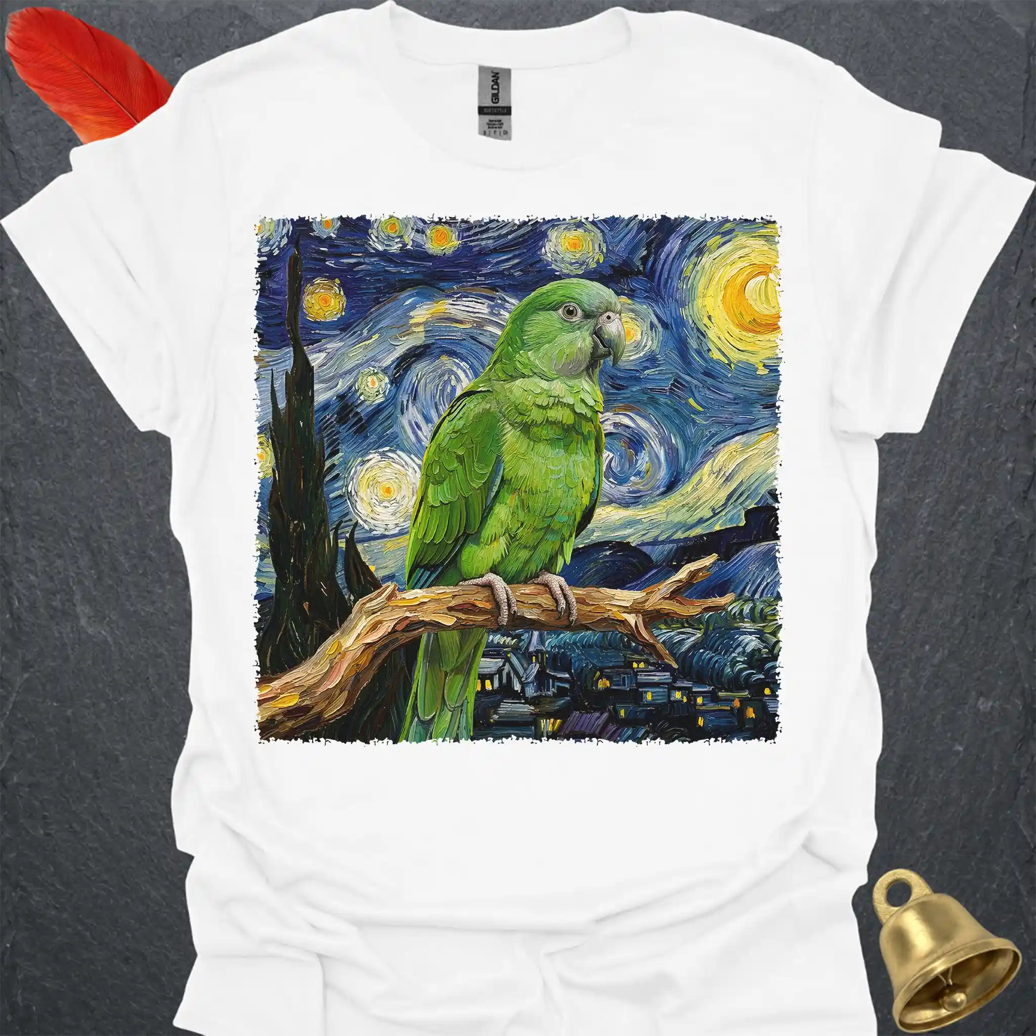 Green Parakeet Starry Night T-Shirt