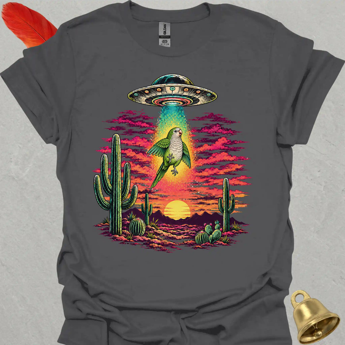 Green Quaker Parrot Abduction T-Shirt