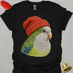 Green Quaker Parrot Beanie T-Shirt