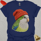 Green Quaker Parrot Beanie T-Shirt