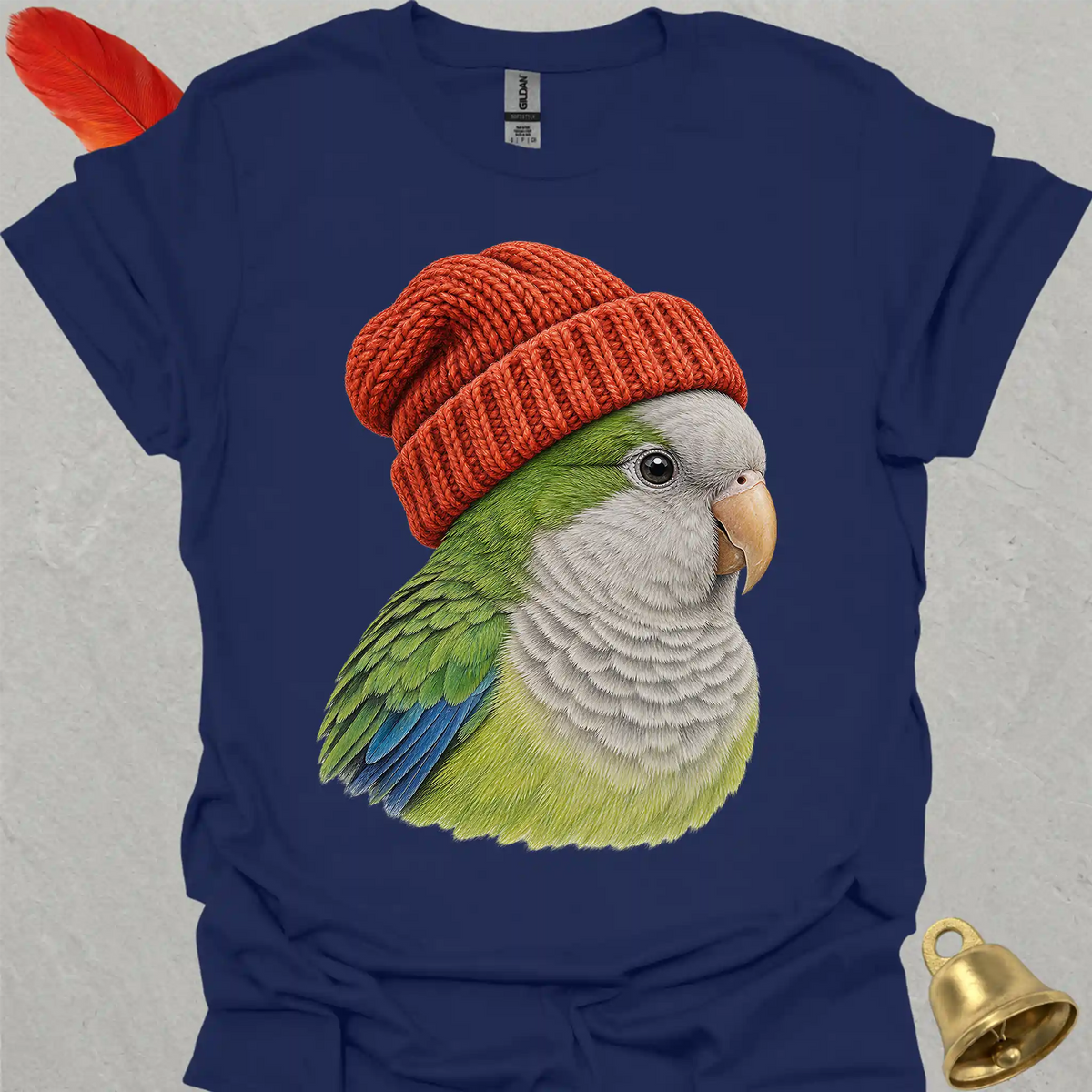 Green Quaker Parrot Beanie T-Shirt
