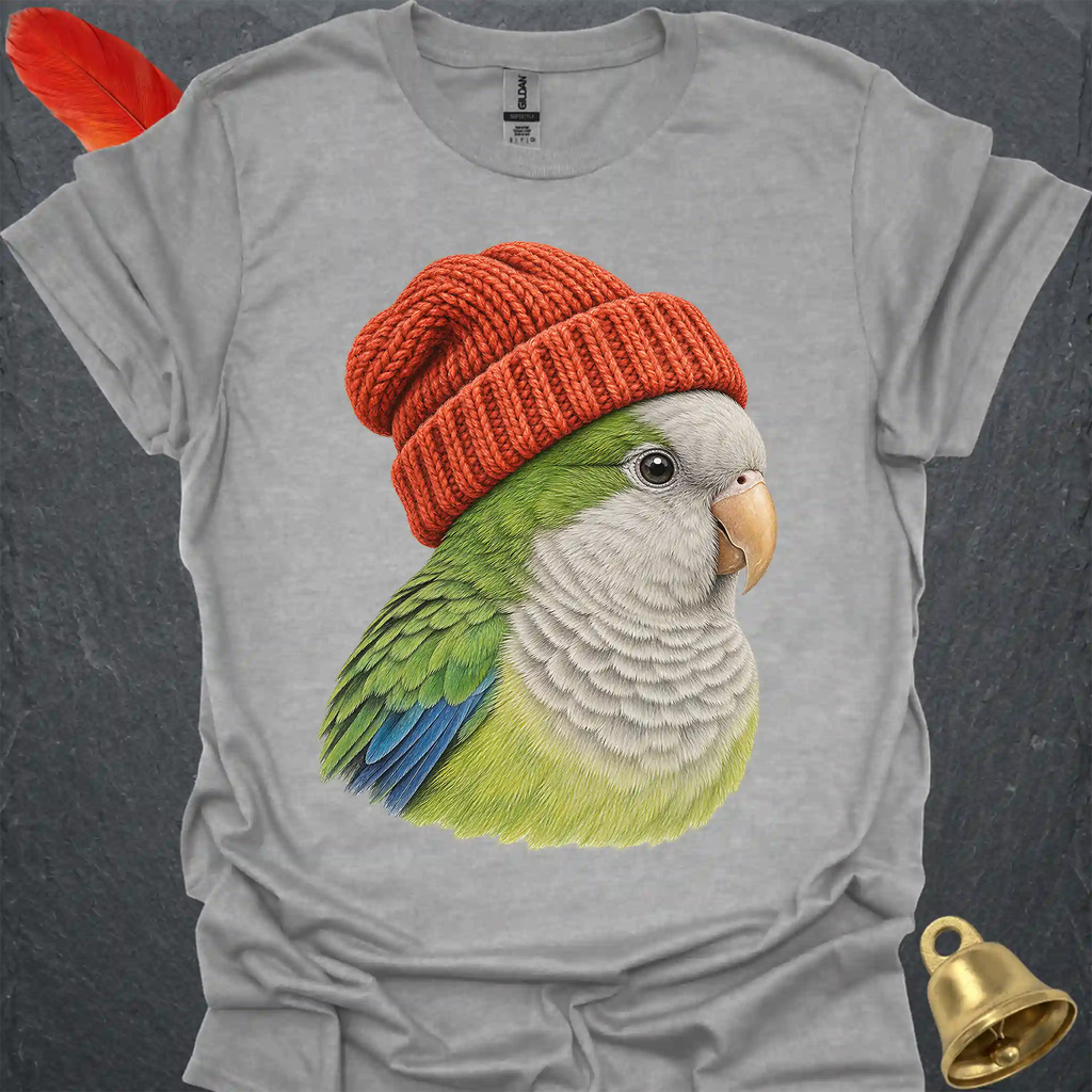 Green Quaker Parrot Beanie T-Shirt