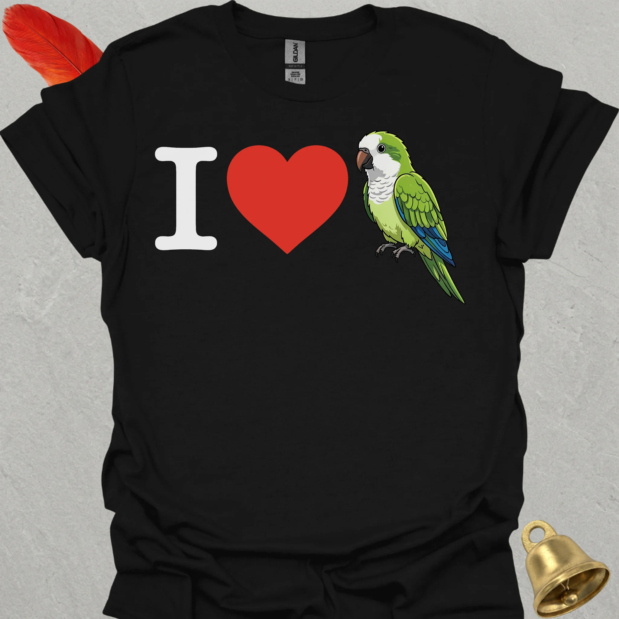 I Love Green Quaker Parrot T-Shirt