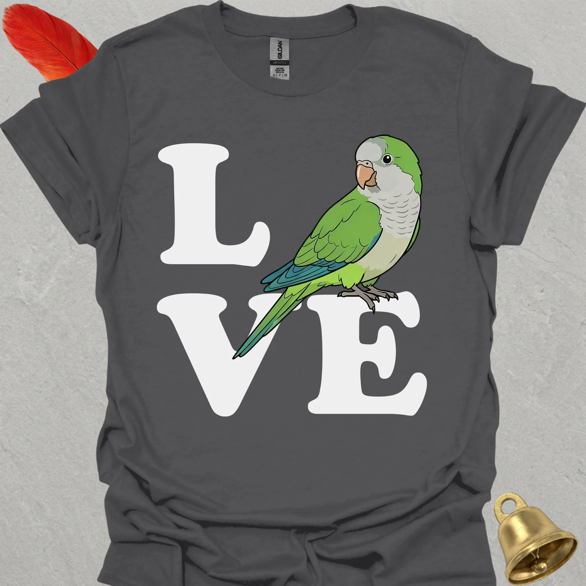 Green Quaker Parrot Bird Love T-Shirt
