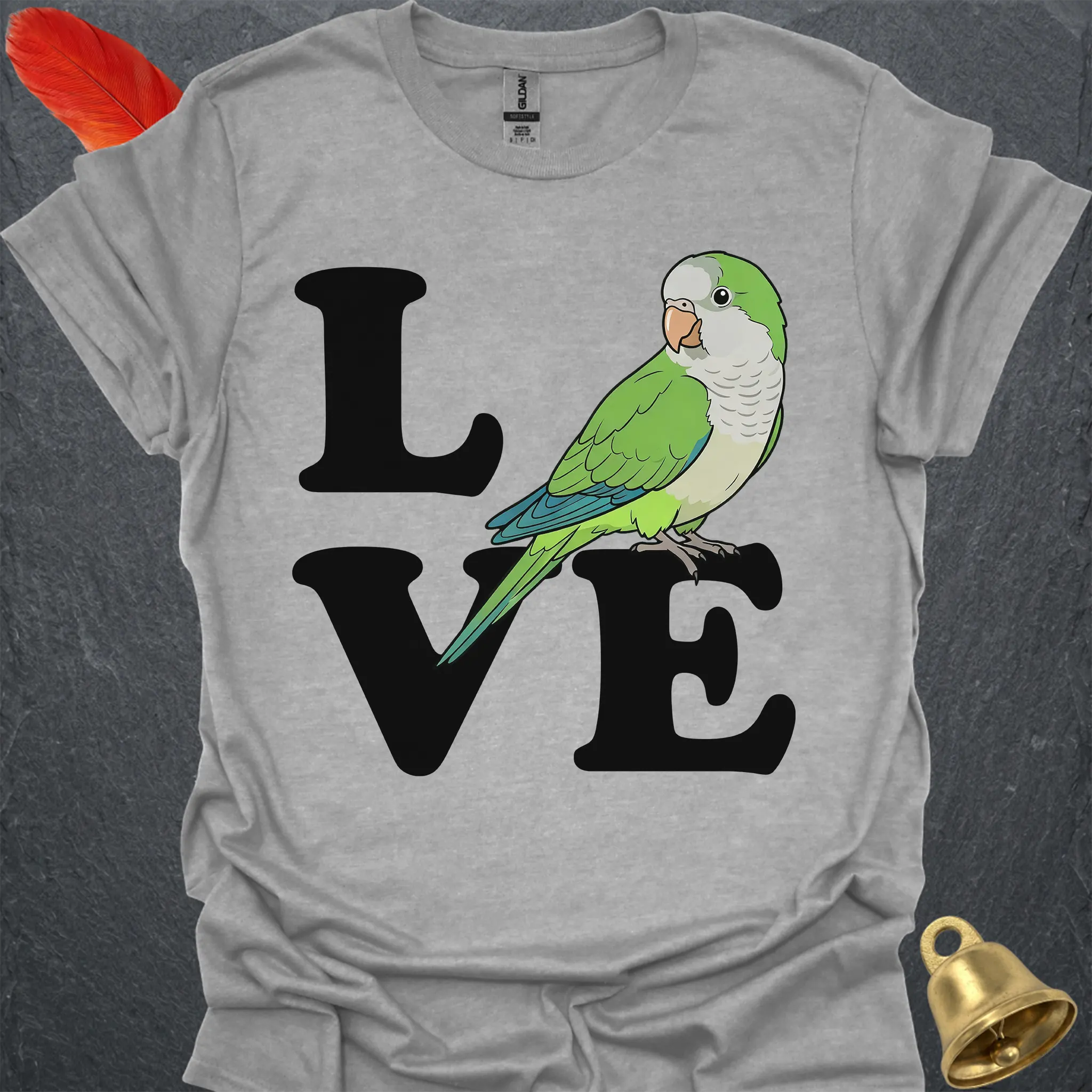 Green Quaker Parrot Bird Love T-Shirt