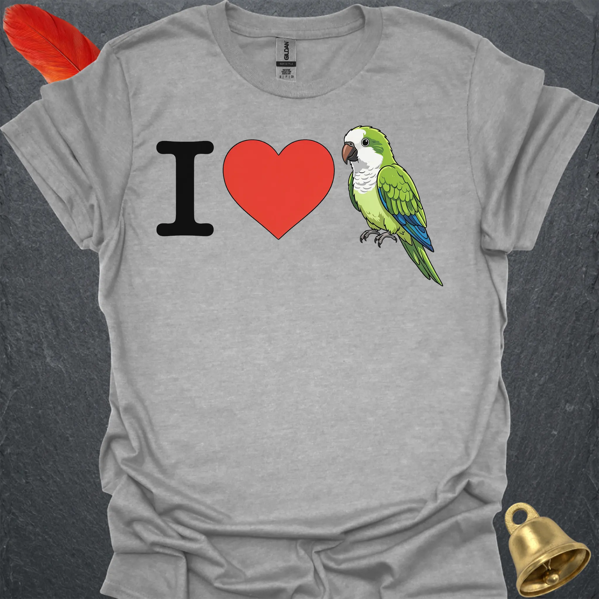 I Love Green Quaker Parrot T-Shirt