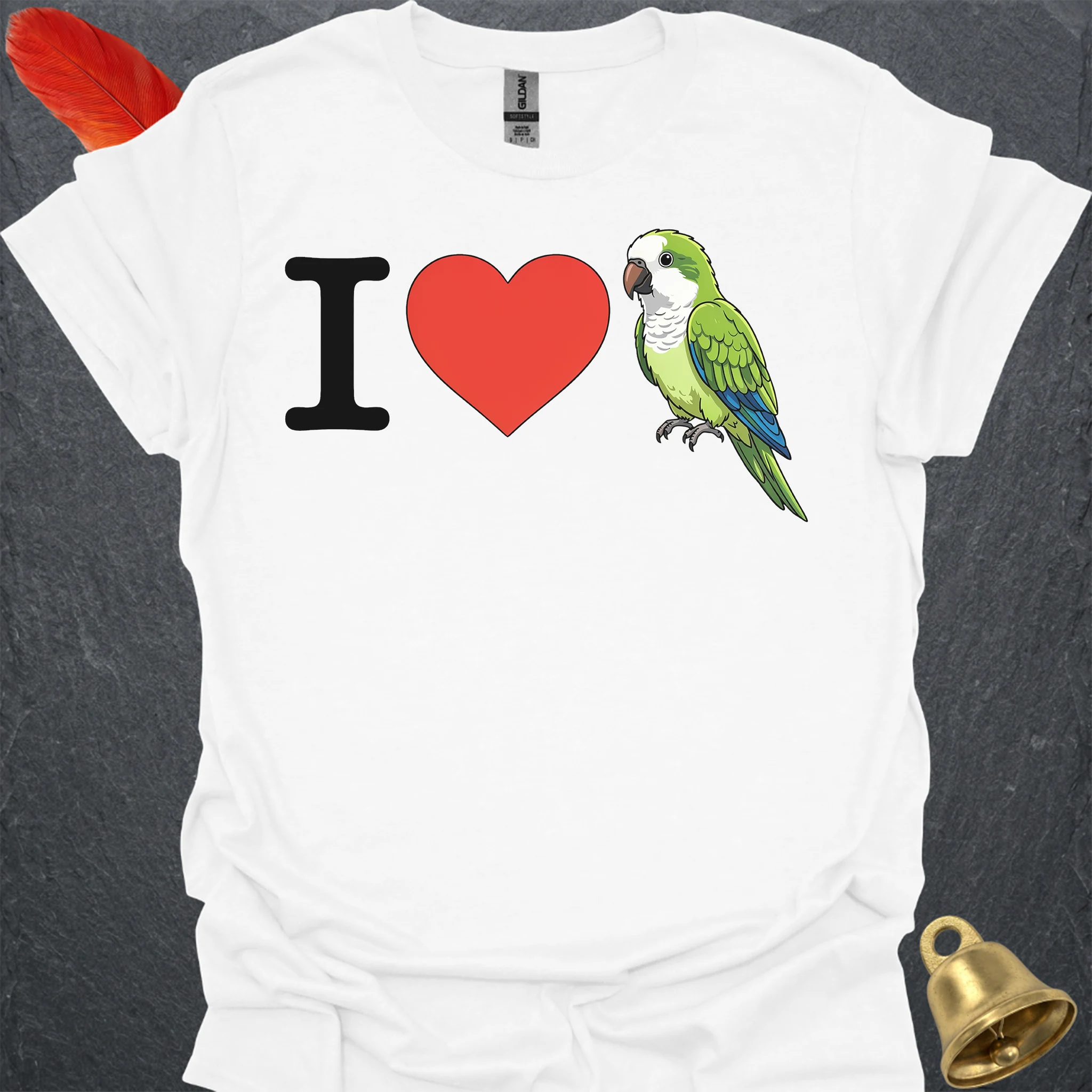 I Love Green Quaker Parrot T-Shirt