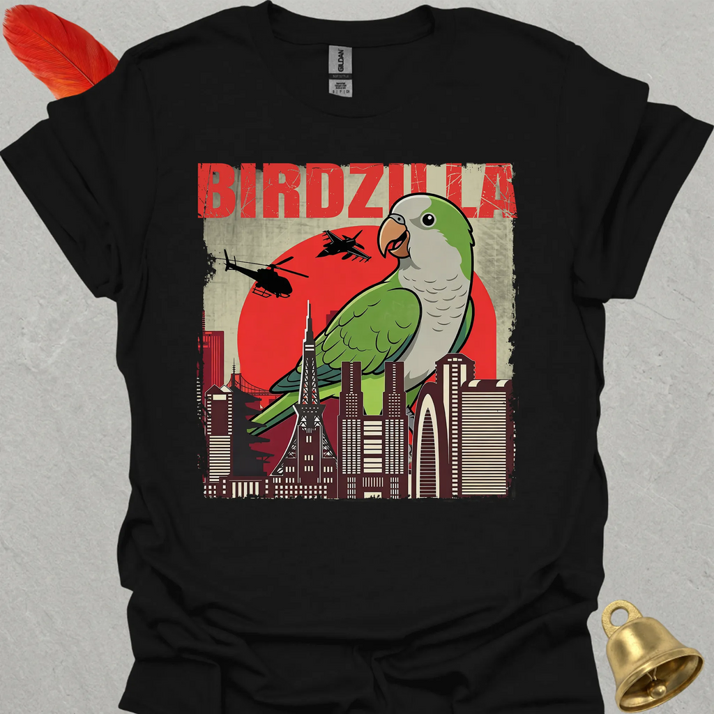 Green Quaker Parrot Birdzilla T-Shirt
